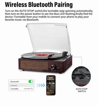 Giradischi vintage Bluetooth con altoparlanti