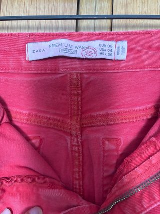 Pantalón Vaquero Skinny Rojo Zara Talla 36