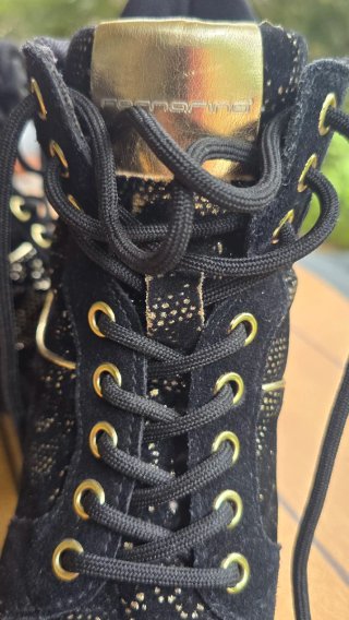 Stivaletti Fornarina neri camoscio oro 37