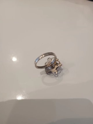 Conjunto Plata y Azabache anillo y pendientes