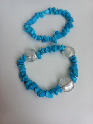 Pulseras Turquesa con Cuentas de Cristal, artesana
