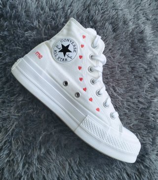 Converse Plataforma Corazones Blancas