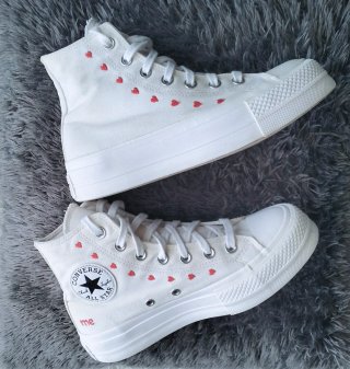 Converse Plataforma Corazones Blancas