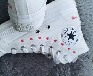 Converse Plataforma Corazones Blancas