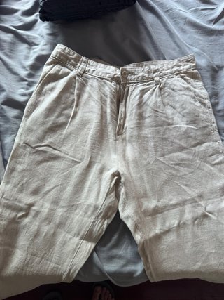 Pantalón de lino Zara beige