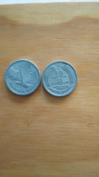 Monedas Chile 10 Pesos Cóndor 1958