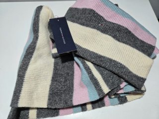 Bufanda Tommy Hilfiger Rayas Beige Azul Gris Rosa