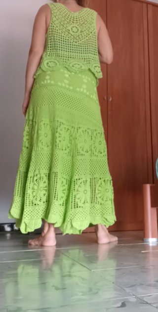 Conjunto verde lima Boho Crochet Talla Única