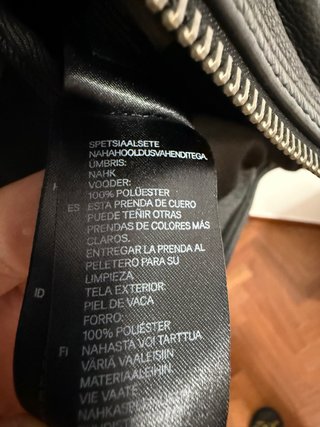 Cazadora Biker 100% Cuero de Vaca Talla M H&M