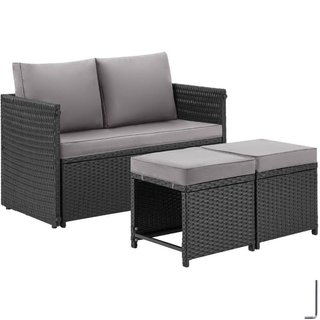 Set lounge da esterno in rattan 2 in 1 Monopoli, divano e