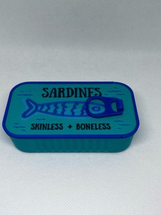 Joyero lata sardinas azul y rosa