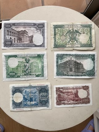 Billetes Pesetas Españolas (5000, 1000, 500, 100)