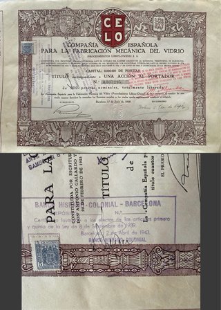 Acción Compañía Española Fabricación Vidrio