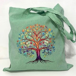 Bolsa de algodón con árbol multicolor