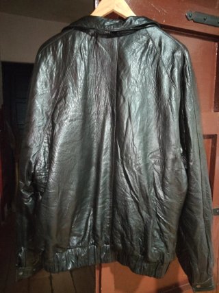 Cazadora Cuero Hombre Vintage Negra