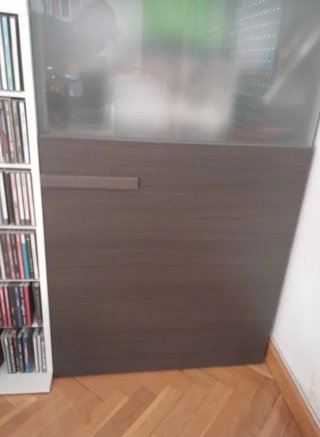 Armadio vetrina soggiorno in legno e vetro