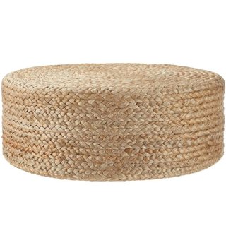 Pouf artigianale Banno Elipse in juta, rotondo, stile boho