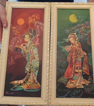 Pareja cuadros orientales geishas