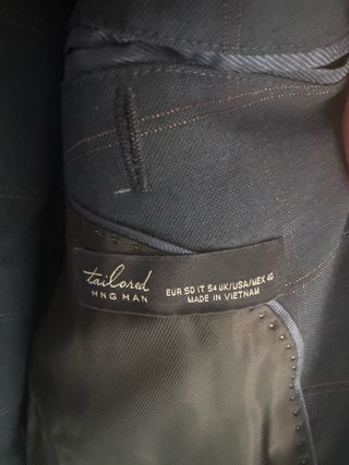 Traje Mango Slim Fit Azul Cuadros