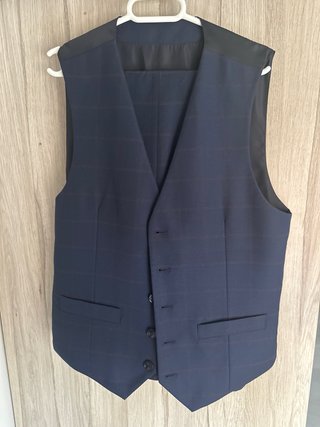 Traje Mango Slim Fit Azul Cuadros