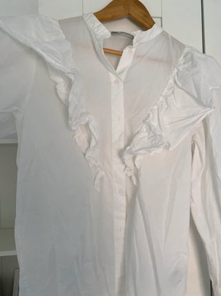 Blusa Zara Blanca Volantes