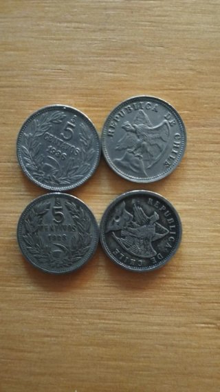 Monedas Chilenas 5 Centavos 1928, 27, 34, 36 y 37