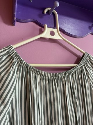 Vestido midi rayas gris y blanco