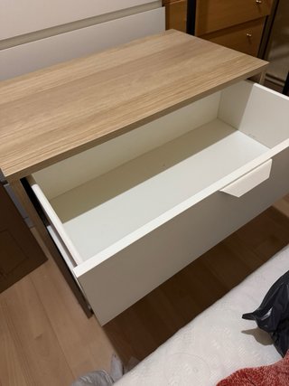 Cómoda 3 cajones madera y blanco