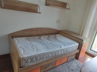 Cómoda infantil 6 cajones madera y naranja