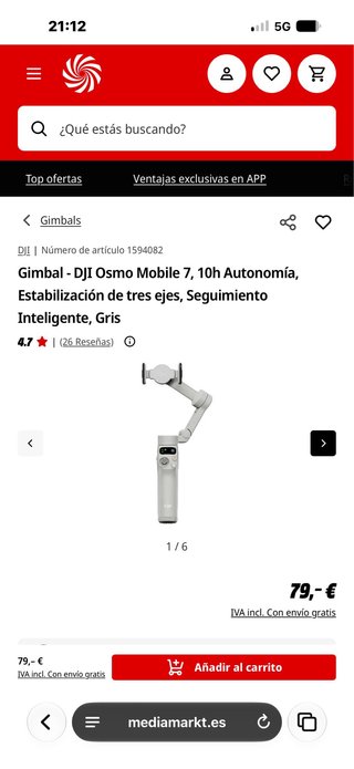 DJI Osmo Mobile 7 Gimbal Gris