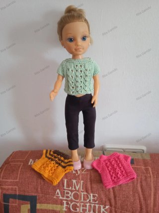3 jerseys tejidos para muñeca Nancy