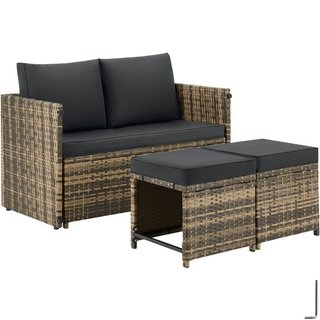 Set lounge da esterno in rattan 2 in 1 Monopoli, divano e