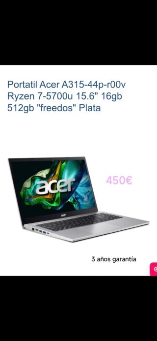 Portátil Acer Aspire 3 A315-44P-R87K