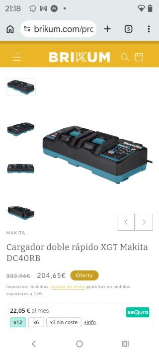 Cargador Doble Makita DC40RB 40V XGT