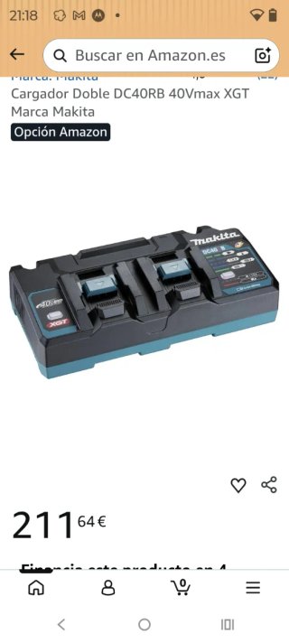 Cargador Doble Makita DC40RB 40V XGT
