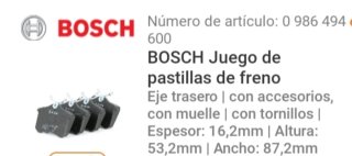 Pastillas para frenos Bosch