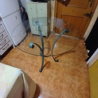 Mesa cristal 8mm y 90 diámetro de jardín trípode