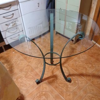 Mesa cristal 8mm y 90 diámetro de jardín trípode
