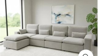 Divano modulare bianco con pouf