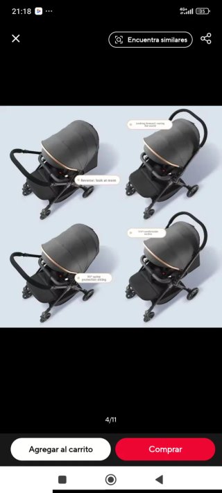 Carrito de bebé negro lunares blancos
