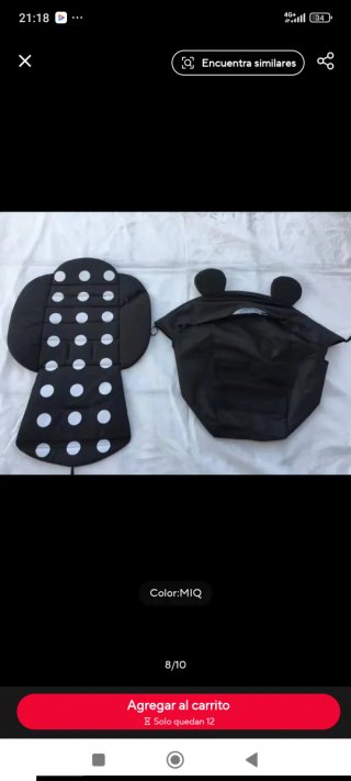 Carrito de bebé negro lunares blancos