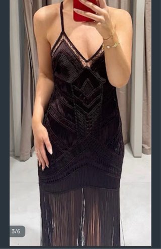 Vestido Zara MIDI calado flecos colección