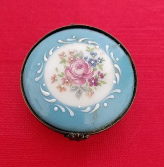 Caja Joyero antiguo con flores rosas Limoges