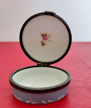 Caja Joyero antiguo con flores rosas Limoges