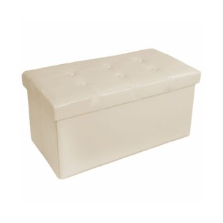 Pouf contenitore pieghevole in pelle sintetica 80 x 40 x 40