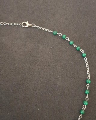 Collana acciaio e malachite con cuore