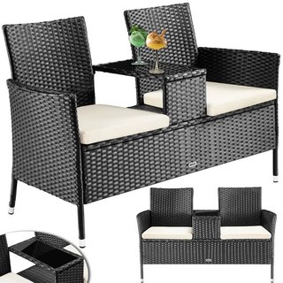 Divano Panca da Giardino Nero in Polyrattan Panchina