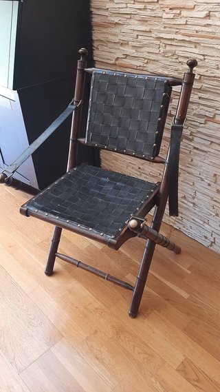 Silla de cuero vintage plegable