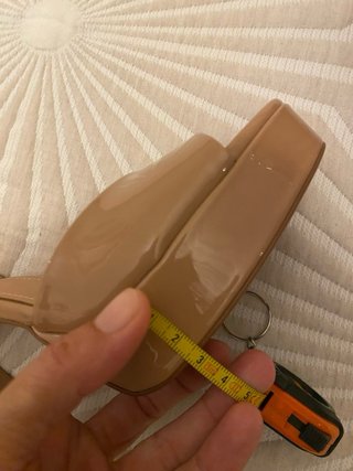 Zapatos Zara Tacón Ancho Beige Talla 38
