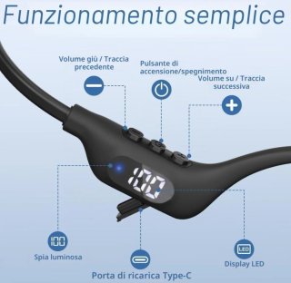 Cuffie Conduzione Ossea Bluetooth 6.0 Open-Ear New